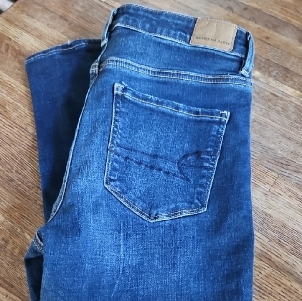 American Eagle Blue Jeans High Rise Jeggings 8R Dark Denim 5 Pkt New